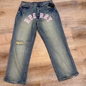 Men's Straight Jeans - Distressed Blue